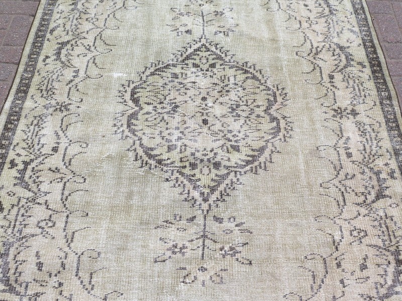 Vintage Turkish Area Rugs, Floor Carpet, Distressed Modern Wool Carpet 61"X105" gallery