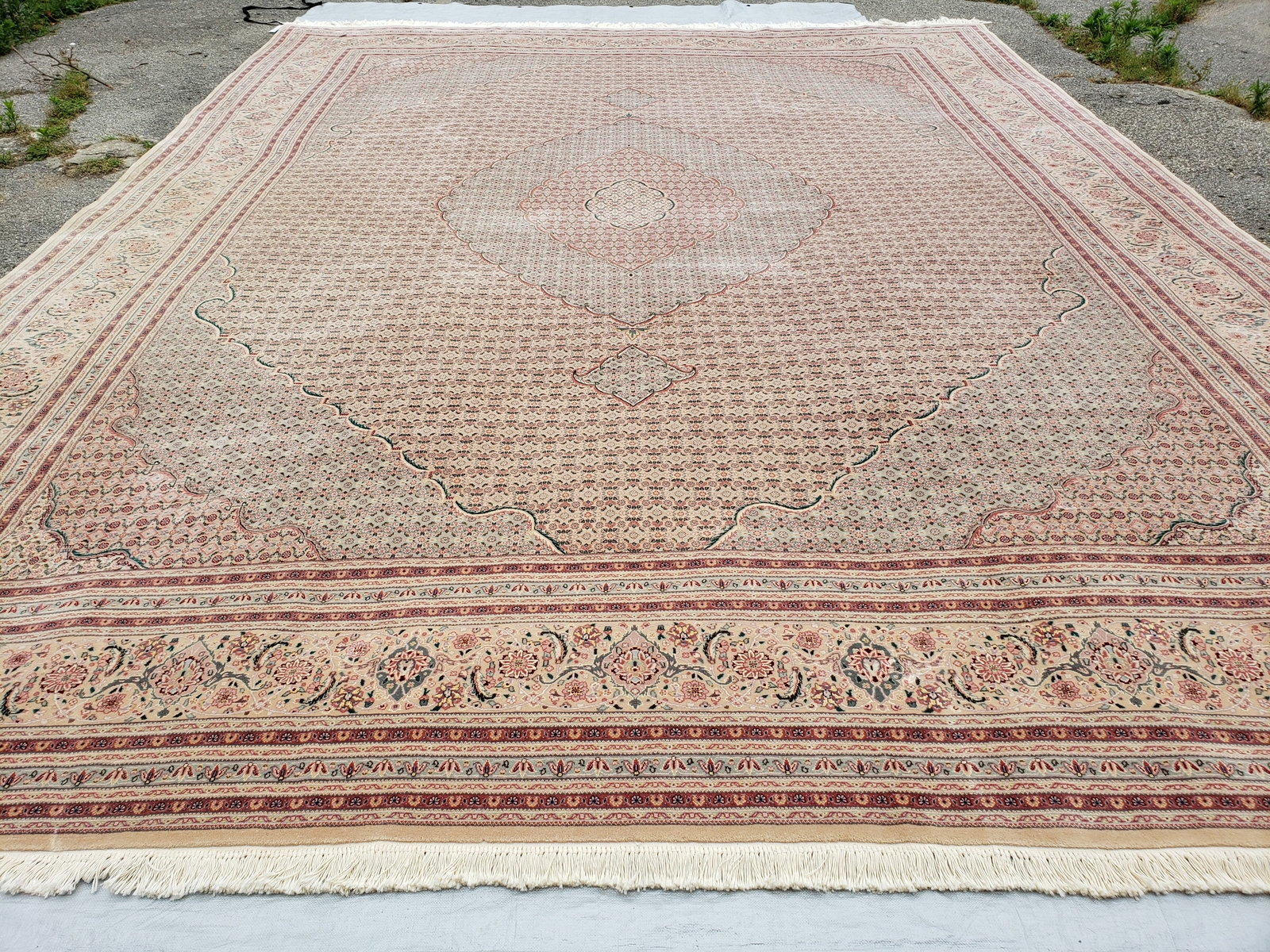 Stunning Oversized Oriental Rug 12x15 Wool & Silk Palace Carpet Mahi Peach Beige gallery