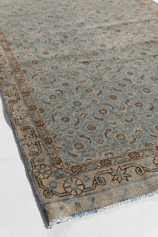 Antique Blue Hand Knotted Oriental Runner One of a Pair 3'3 X 15'8 E25368 gallery