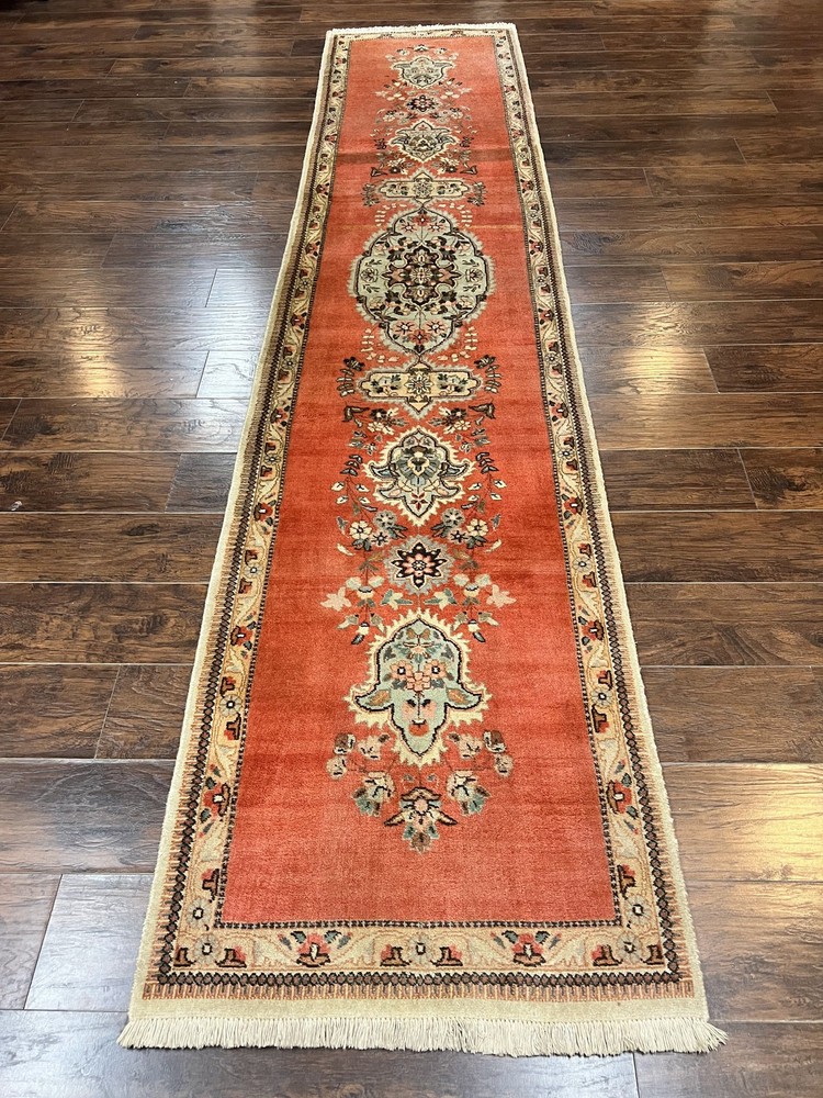 Per'sian Runner Rug 3 x 12, Open Field, Terracotta