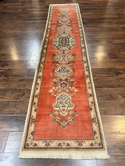 Per’sian Runner Rug 3 x 12, Open Field, Terracotta