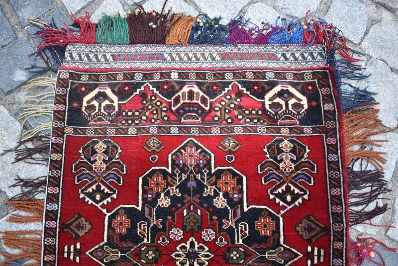 Vintage Tribal Yastik Rug 23'' x 31'' Awesome Tribal Mafrash Yastik Wool Rug gallery