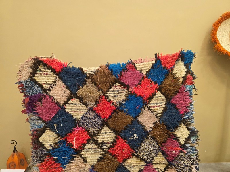 Moroccan Handmade Vintage Runner 3'5x4'4 Berber Soft Clay & Chocolate Brown Rug gallery