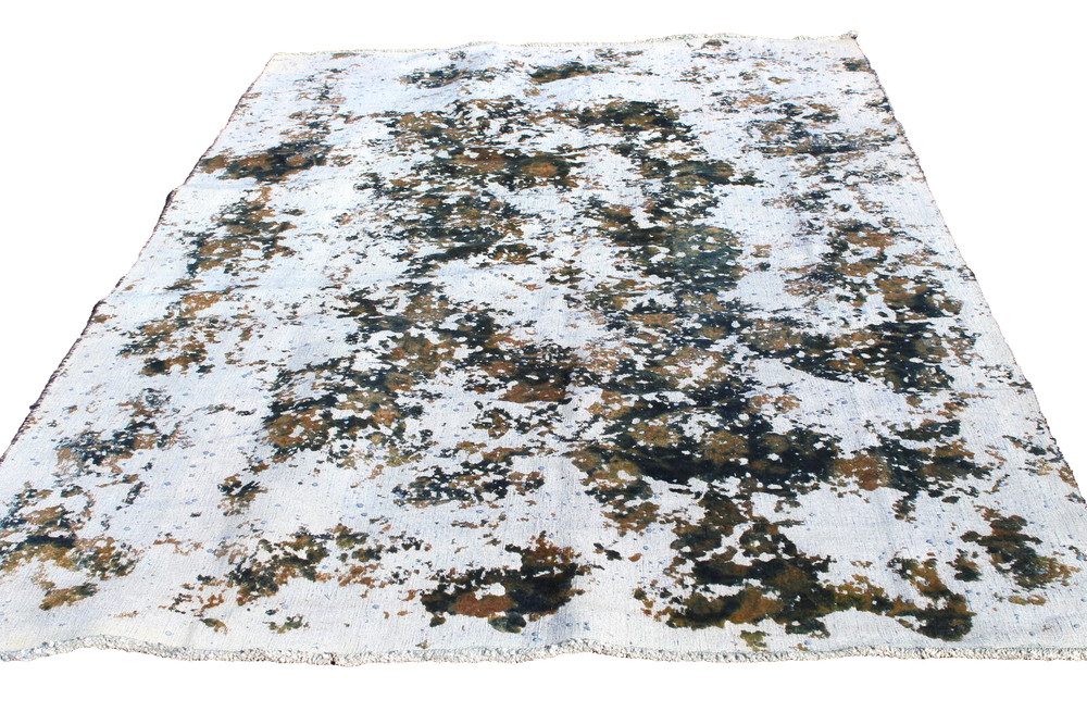 Restored Antique Dyed Turkish 5' 9" x 9' 2" Grey Handmade Area Rug