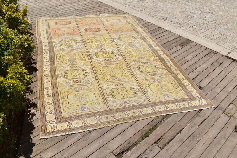 Turkish Rug 77''x112'' Bunyan Carpet Vintage 197x287cm Oriental Decor Rug 6x9 gallery