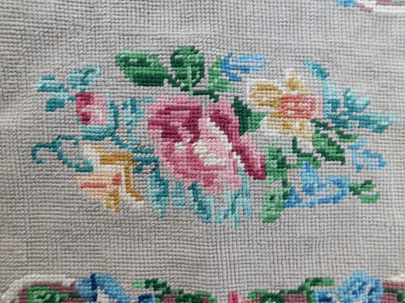 Vintage Hand Hooked Wool Floral Rug Aubusson Style Victorian Revival Hearth Rug gallery