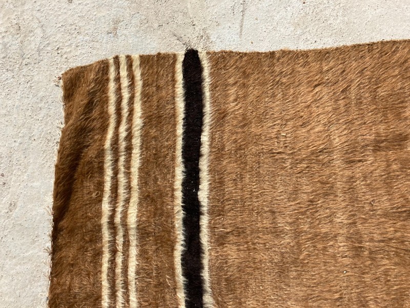Vintage Handmade Turkish Anatolian Siirt Wool Kilim Shaggy Rug 185x127 cm gallery