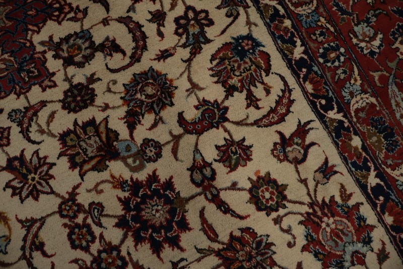 Traditional Vintage Area Rug 9x13 Hand-knotted Ivory Medallion Pattern Carpet gallery