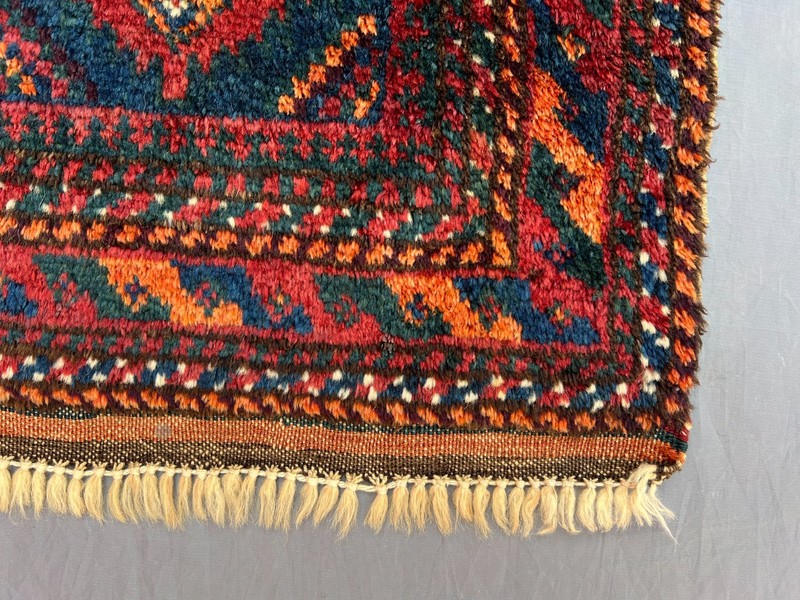 1'4x2'7 Ft Vintage Caucasian Handwoven Wool Geometric Tribal Design Rug gallery