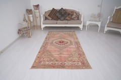 4×8 ft Rug Handmade Faded Turkish Carpet Vintage Area Rug Oushak Rug Antique 229