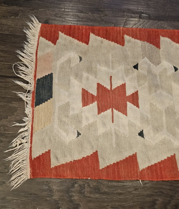 Vintage Turkish Kilim Style Navajo Rug Runner Red 63" X 45" Antique gallery