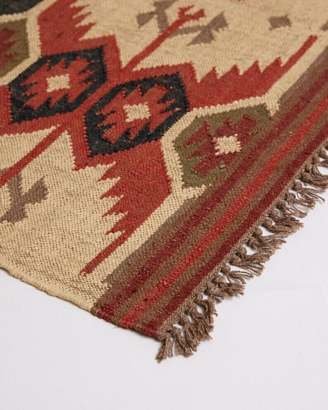 Rectangle Rug Vintage Wool Jute Area Accent Hallway Kilim Oriental Rug Runner gallery