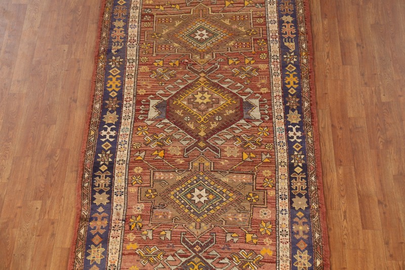 Geometric Wool Heriiz Vintage Runner Rug Hand-made Tribal Traditional Rug 4x13 gallery
