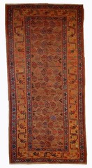 Handmade Antique Oriental Rug 125cm x 231cm 1880s Olive Green Yellow