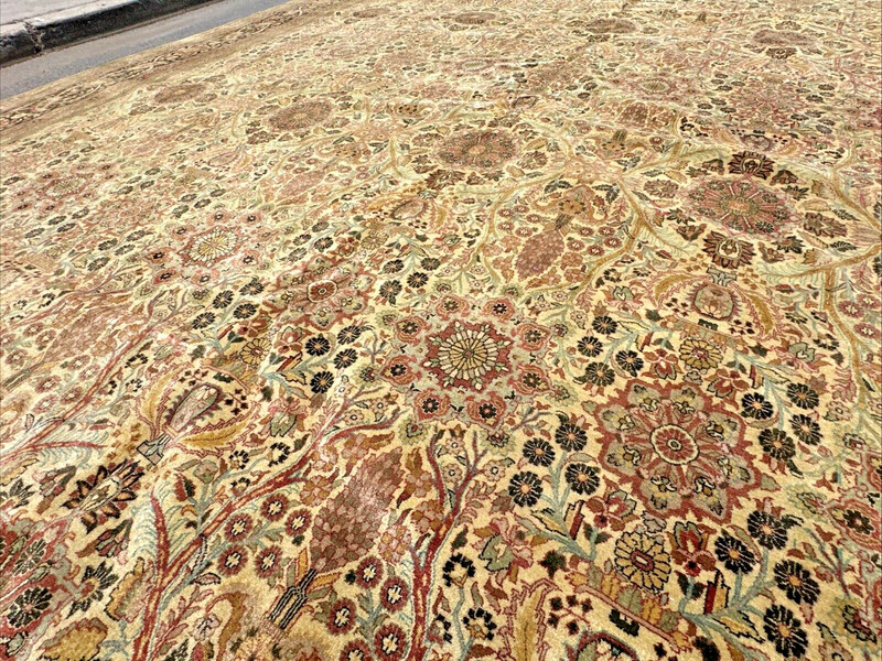 Auth: Vintage Fine Palatial Rug Flowing Elegance Wool Beauty Tan 14x20 gallery