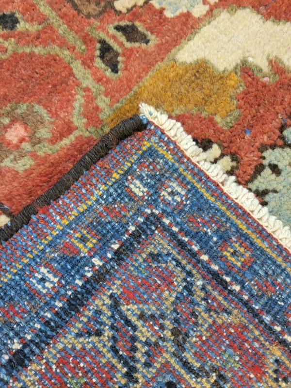 Antique Oriental Hand-Knotted Wool Area Rug Rust/Ivory/Blue/Green 9'5" x 11'2" gallery