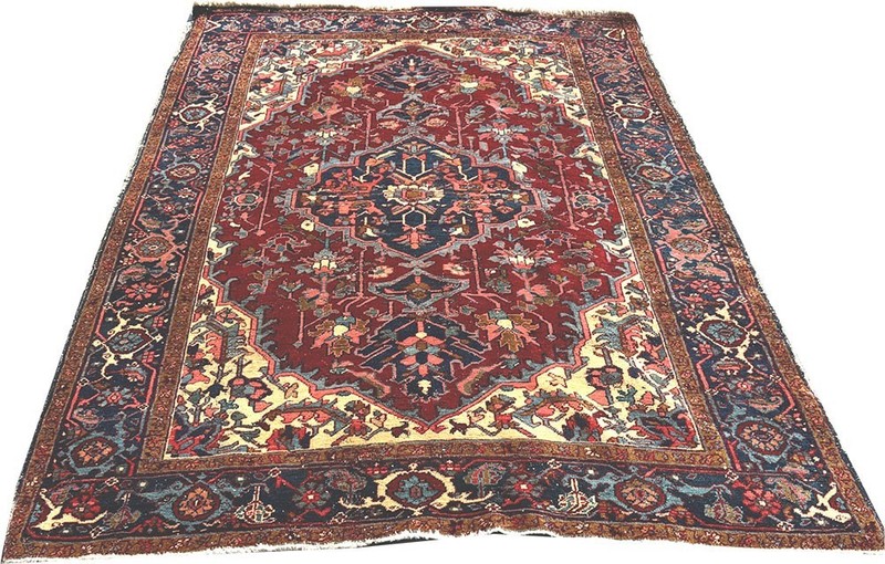 An Antique 4'-9" x 6'-11" Genuine Heriz Circa 1920 gallery