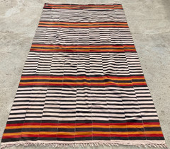 Vintage Handmade Turkish Striped Traditional Wool flatweave Kilim Rug 217×120 cm