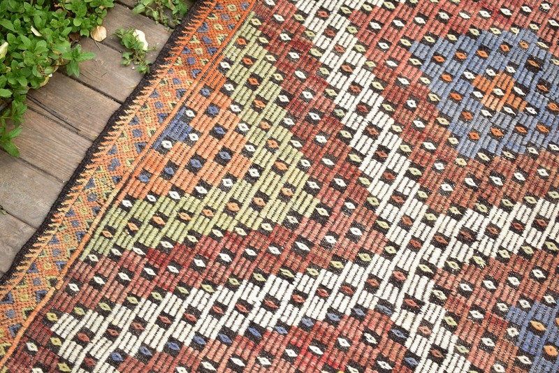 Turkish Kilim 78''x133'' Handwoven 200x340cm Primitive Cicim Kilim 6x11 Tent Rug gallery