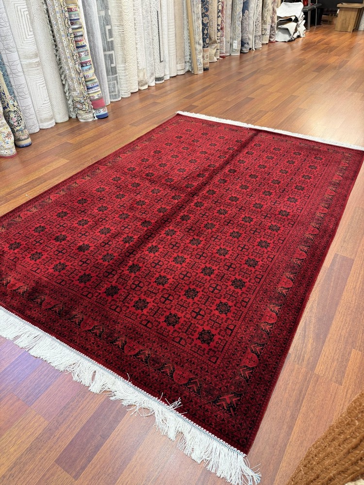 Turkish Silk Blend Rug 8x11 Ft Red Black Oriental Hereke Style Area Rug