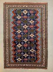 Original Shirvan Kazak Rug 310×210 cm Vintage, Blue, Red