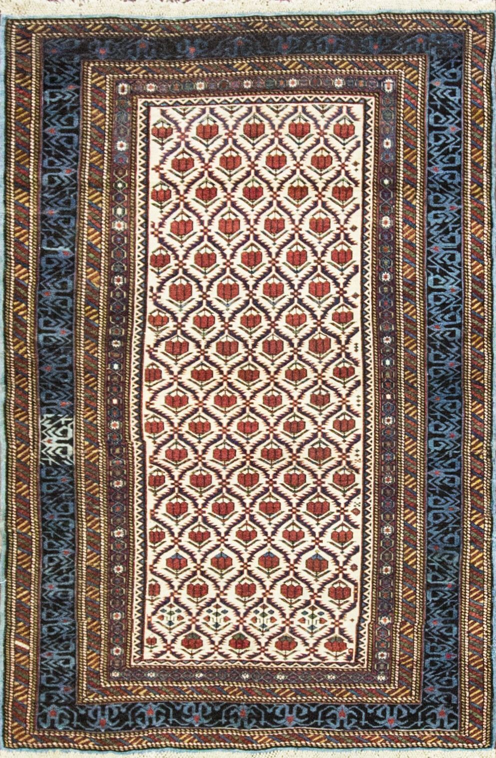 4'3" x 6'8" Antique Kuba, Kazak Rug, Caucuses, c-1880's, #17007 gallery