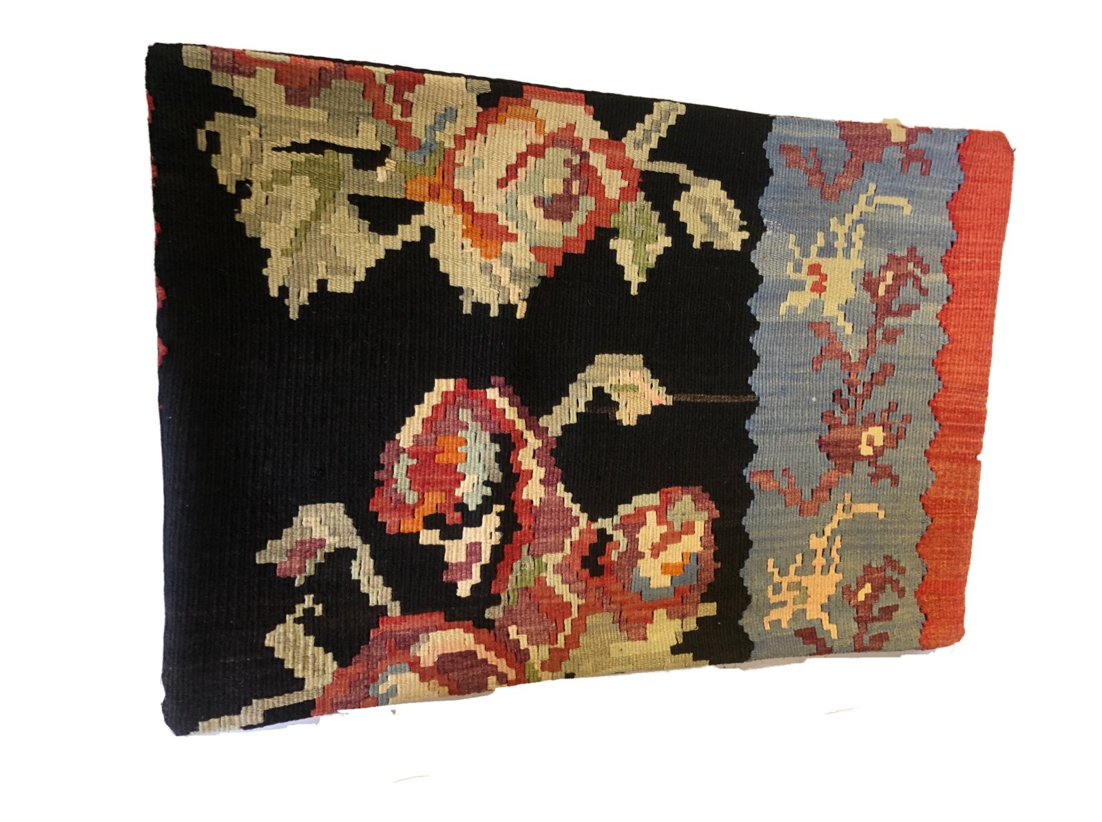 Superb Custom Made Old Turkish Tribal Kilim Pillow Cover 16" by 24" gallery