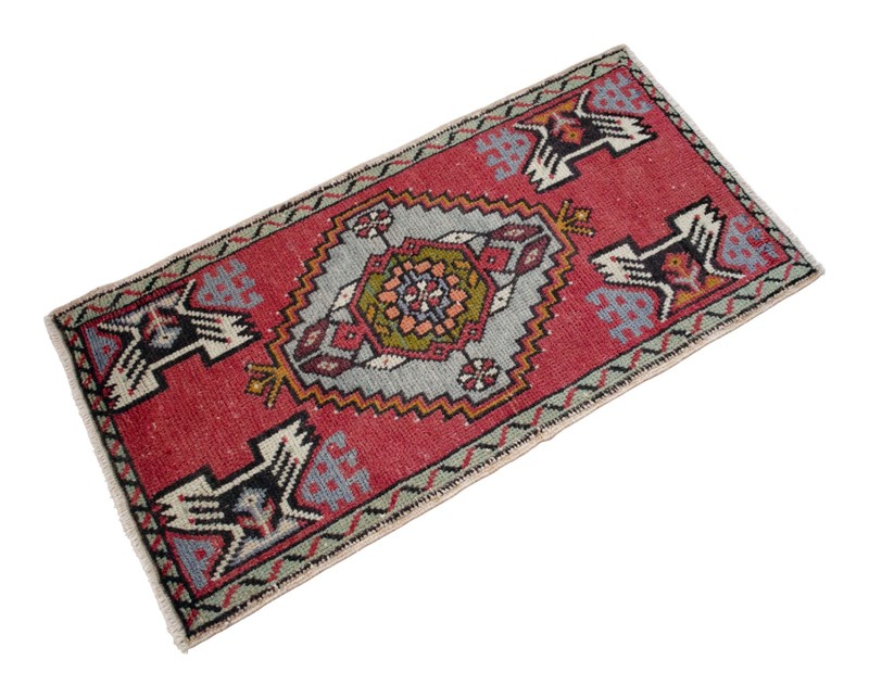 Vintage Turkish Rug Handmade Small Rug, Wool Doormat, Kitchen Rug, 2x3 ft approx gallery