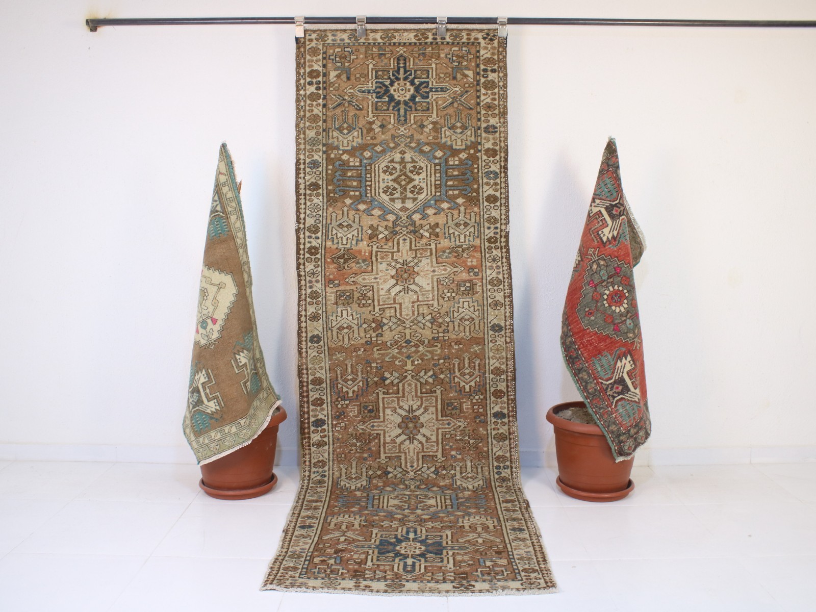 3x9 Ft Vintage Hand-Knotted Red Runner Rug 2'7" x 8'7" Handmade Wool Hallway Rug gallery