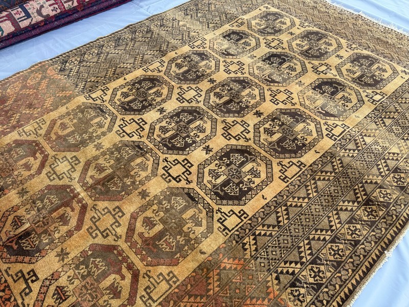 1920s Antique Turkmen Ersari Rug 7x10 Terracotta Handmade Persian Style Carpet gallery