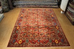 9′ x 12′ TURKMEN ERSARI HANDMADE HAND KNOTTED Rust Color Background 100% wool