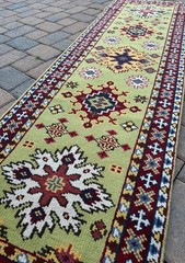 Brand New Handmade Turkish Oushak Lime Green Runner, Soft Pile, 3’x8′