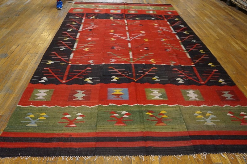 6'x12' Red Antique Bessarabian Allover Geometric Tree Of Life Pattern Flatweave gallery