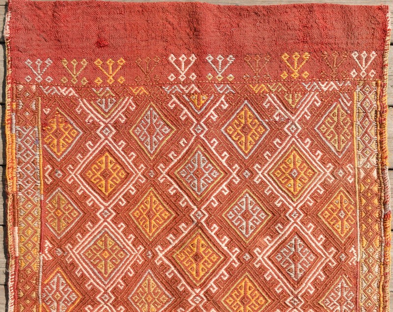 Turkish Pillow Cover Kilim 23''x37'' Handwoven Sivas Mini Rug 59x95cm Wool gallery