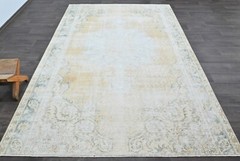 Oushak Turkish Vintage Rug 6×10 Kilim Rug Anatolian Handmade Boho Decor BEIGE