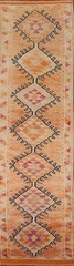 Orange Oushak Oriental Runner Rug 3×13 Geometric Turkish Handmade Home Decor Rug