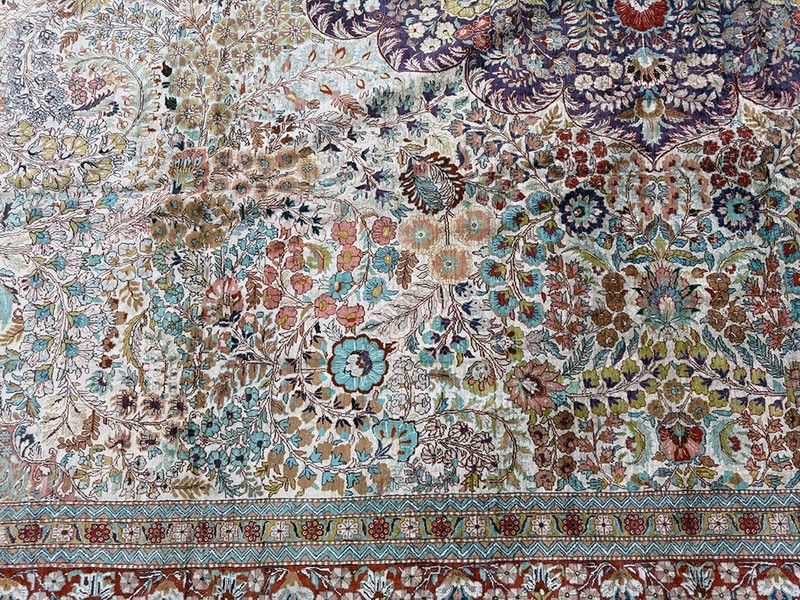 A Stunning Vintage Mansion 12' x 18' Size All Silk 400+ KPSI Silk Rug gallery