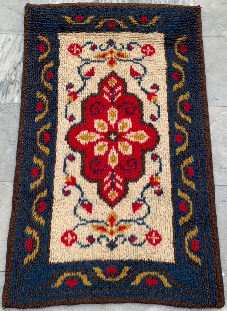 Vintage Mid-Century Scandinavian: Long-Pile Rya Shags, Traditional Rug (2x4 ft.)