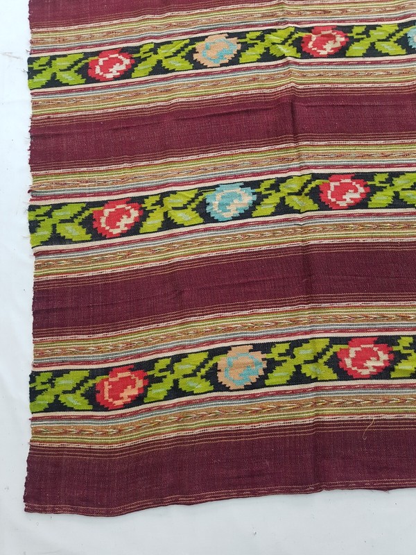 Vintage Handmade Traditional Romanian Floral Kilim Floor Rug Carpet 188x145 cm gallery