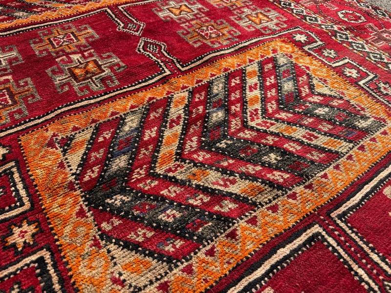 5x10 ANTIQUE ORIENTAL RUG HAND-WOVEN VINTAGE RED HANDMADE geometric caucasian ft gallery