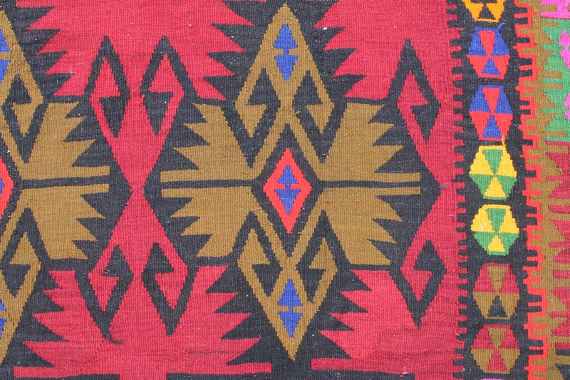 Turkish Kilim Rug 72''x157'' Hand Woven Kayseri Kilim 184x402cm gallery