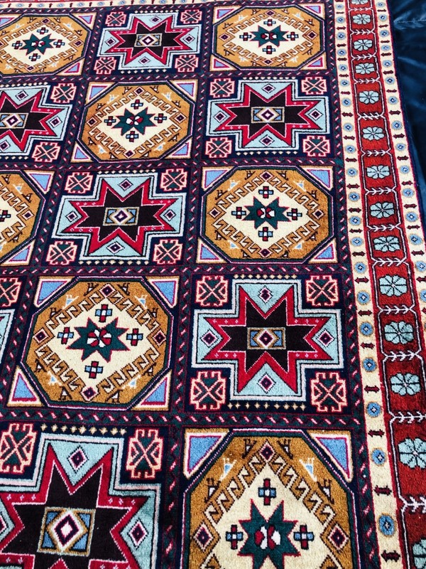 Fine Antique Caucasian Rug 3x5 ft Hand Knotted Heris Kazak Vintage Oriental Rug gallery