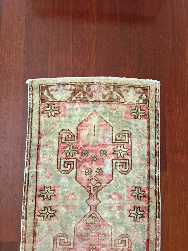 Pastel Turkish Rug 2x3 Pink Green Cream Beige Hand Knotted Vintage Wool Mat gallery