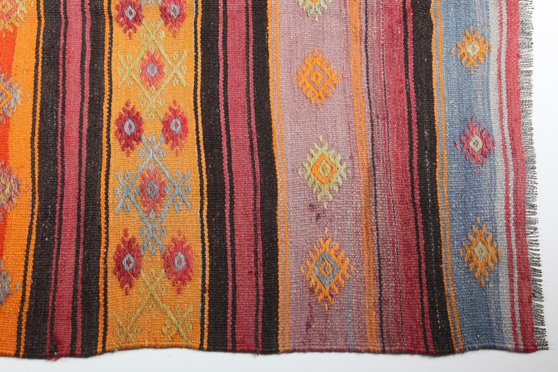 One of a Kind Beautiful Multi Color Tones with Striped Design vintage Area Kilim gallery