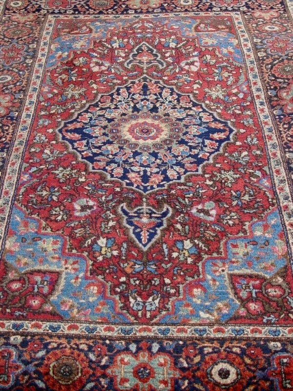 EXCELLENT ANTIQUE SAROUKK FLORAL RED HAND-KNOTTED WOOL ORIENTAL RUG 3'4" x 5' gallery