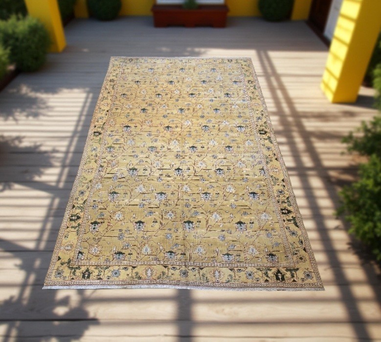 12ft By 17ft Hand Knotted Fine Afghan Rug , Yellow Background 100% Pure Wool gallery