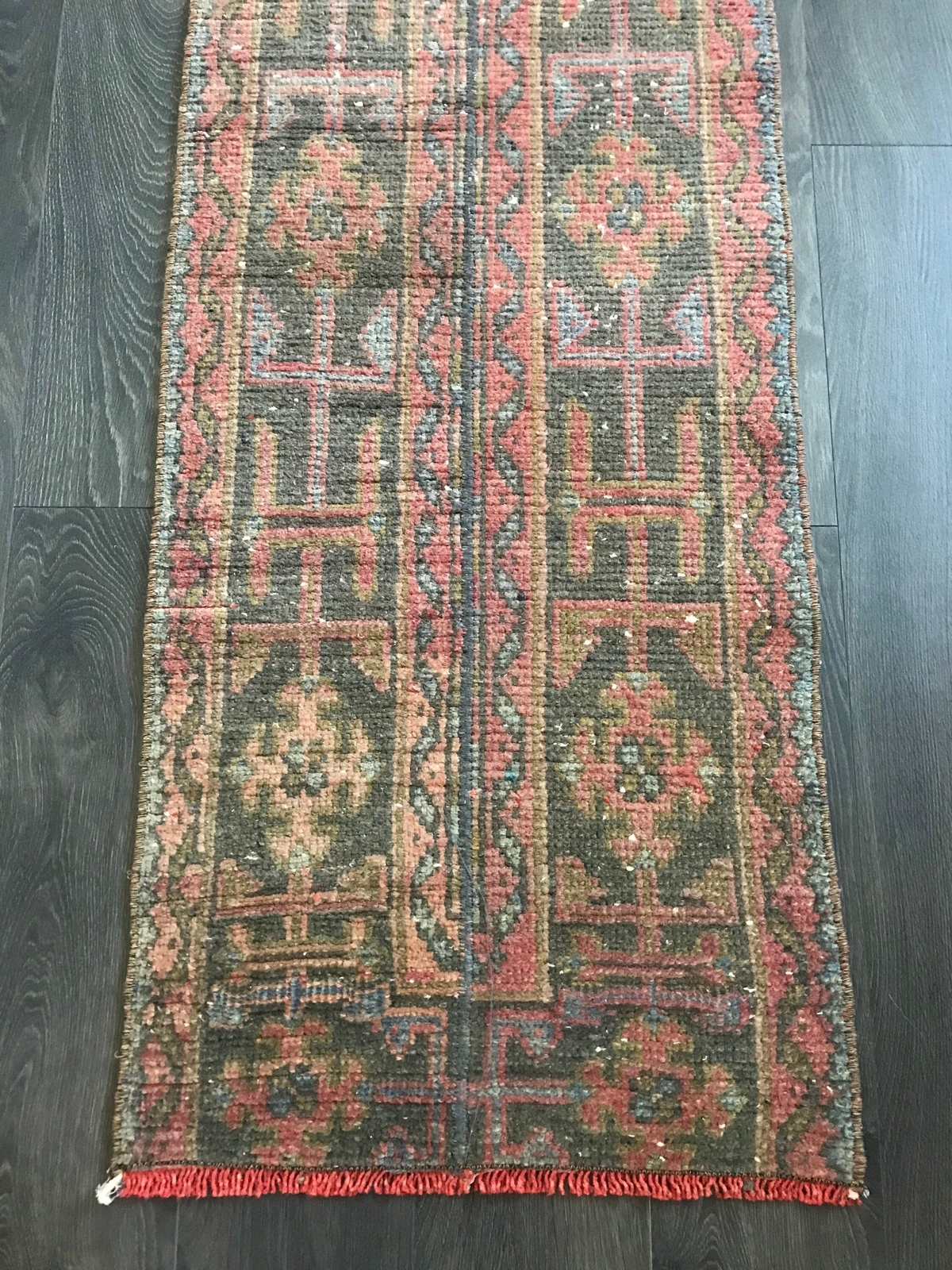Turkish Patchwork Runner Rug , Vintage Runner Rug , Entry Rug , Kitchen Rug , Pi gallery