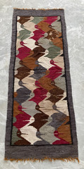 Vintage Handmade Peruvian Pictorial Wool Kilim Runner Rug Carpet 153×59 cm