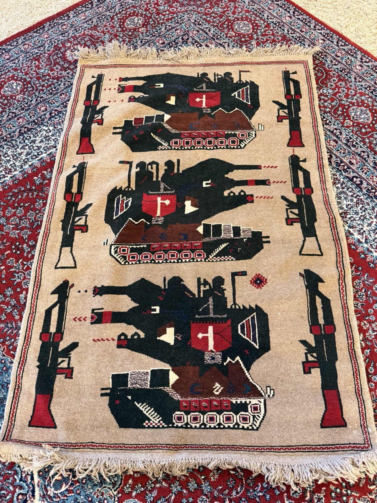 Afghan Wool War Rug 3 x 4.4 Ft First Quality Hand Knotted Baloch/Turkeman tribal gallery