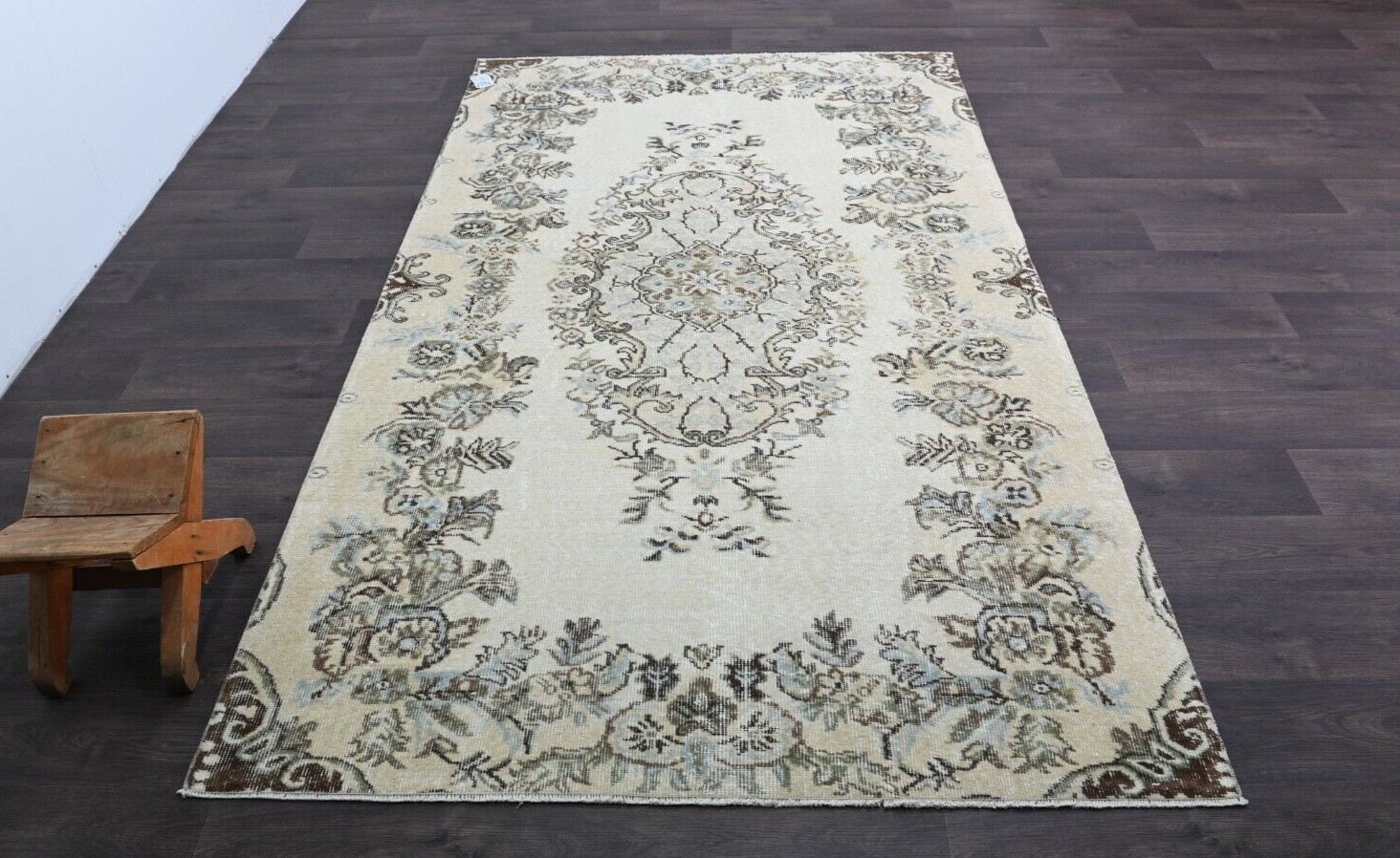 Oushak Turkish Vintage Rug 5x8 Kilim Rug Anatolian Handmade Boho Decor BEIGE gallery